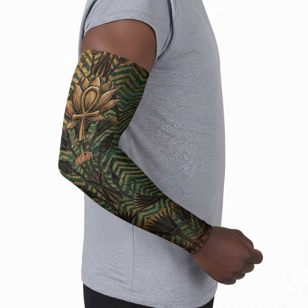 Khepri Arm Sleeves Ancient Egyptian Chevron, Scarab Ankh and Winged Khepri Guardian Motif - African Pride