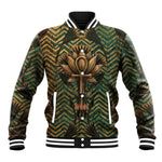Khepri Baseball Jacket Ancient Egyptian Chevron, Scarab Ankh and Winged Khepri Guardian Motif - African Pride