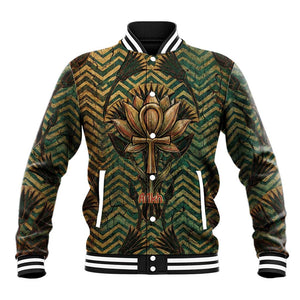Khepri Baseball Jacket Ancient Egyptian Chevron, Scarab Ankh and Winged Khepri Guardian Motif - African Pride