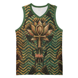 Khepri Basketball Jersey Ancient Egyptian Chevron, Scarab Ankh and Winged Khepri Guardian Motif - African Pride