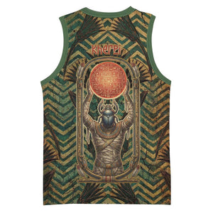 Khepri Basketball Jersey Ancient Egyptian Chevron, Scarab Ankh and Winged Khepri Guardian Motif - African Pride