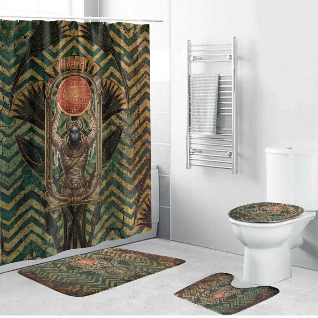 Khepri Bathroom Set Ancient Egyptian Chevron, Scarab Ankh and Winged Khepri Guardian Motif - African Pride