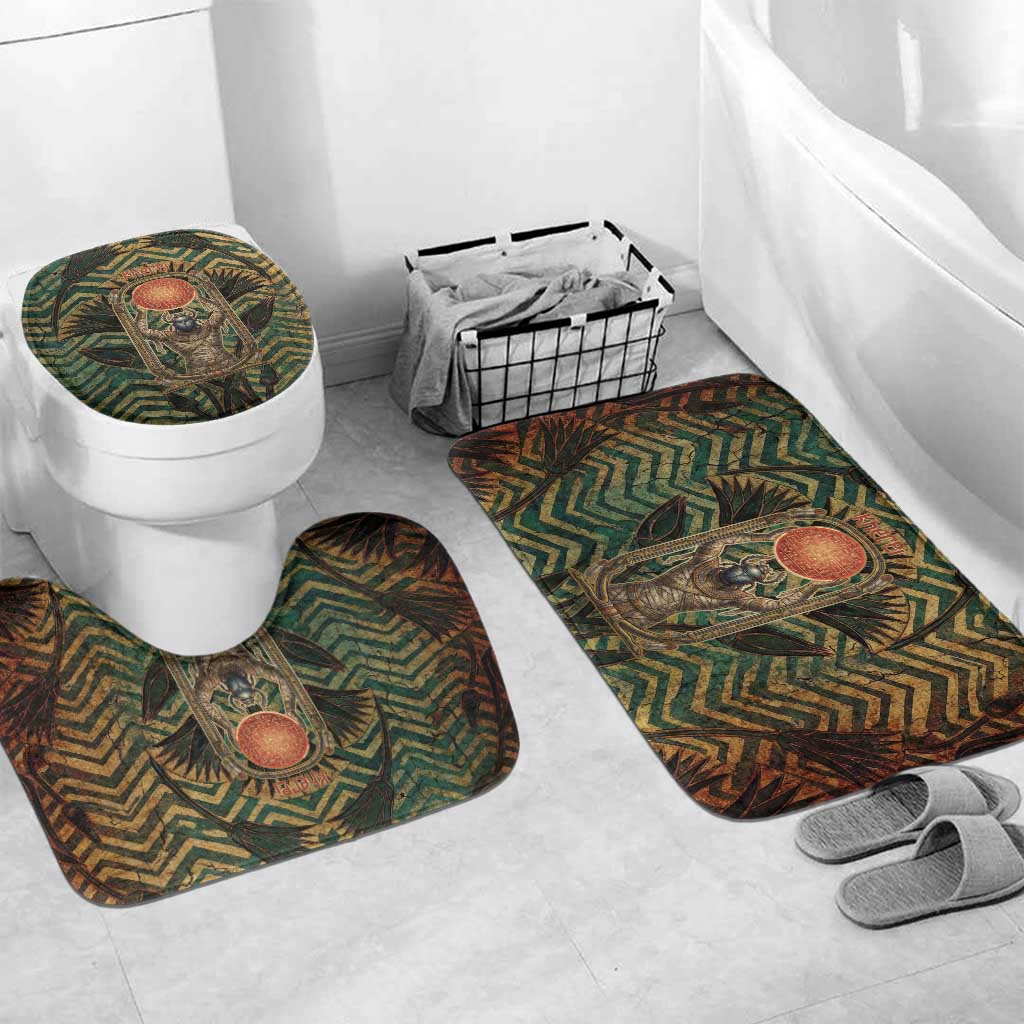 Khepri Bathroom Set Ancient Egyptian Chevron, Scarab Ankh and Winged Khepri Guardian Motif - African Pride