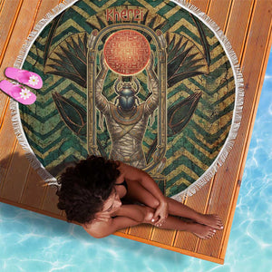 Khepri Beach Blanket Ancient Egyptian Chevron, Scarab Ankh and Winged Khepri Guardian Motif - African Pride