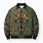 Khepri Bomber Puffer Jacket Ancient Egyptian Chevron, Scarab Ankh and Winged Khepri Guardian Motif - African Pride