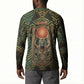 Khepri Button Sweatshirt Ancient Egyptian Chevron, Scarab Ankh and Winged Khepri Guardian Motif