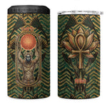 Khepri 4 in 1 Can Cooler Tumbler Ancient Egyptian Chevron, Scarab Ankh and Winged Khepri Guardian Motif - African Pride