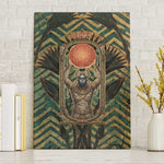 Khepri Canvas Wall Art Ancient Egyptian Chevron, Scarab Ankh and Winged Khepri Guardian Motif - African Pride