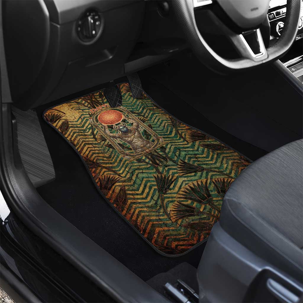 Khepri Car Mats Ancient Egyptian Chevron, Scarab Ankh and Winged Khepri Guardian Motif - African Pride