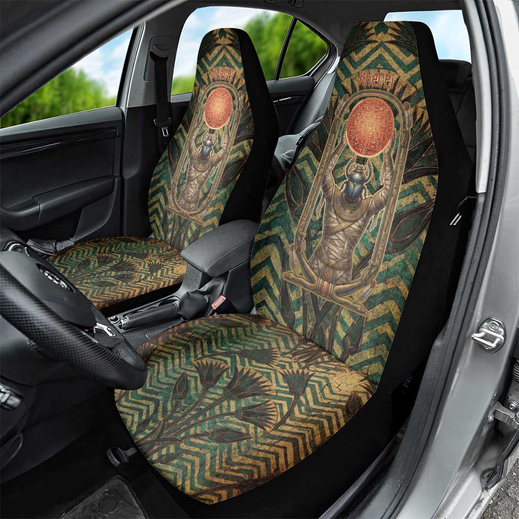 Khepri Car Seat Cover Ancient Egyptian Chevron, Scarab Ankh and Winged Khepri Guardian Motif - African Pride