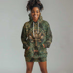 Khepri Hoodie Dress Ancient Egyptian Chevron, Scarab Ankh and Winged Khepri Guardian Motif - African Pride