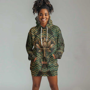 Khepri Hoodie Dress Ancient Egyptian Chevron, Scarab Ankh and Winged Khepri Guardian Motif - African Pride