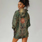 Khepri Hoodie Dress Ancient Egyptian Chevron, Scarab Ankh and Winged Khepri Guardian Motif - African Pride