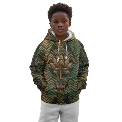 Khepri Kid Hoodie Ancient Egyptian Chevron, Scarab Ankh and Winged Khepri Guardian Motif - African Pride