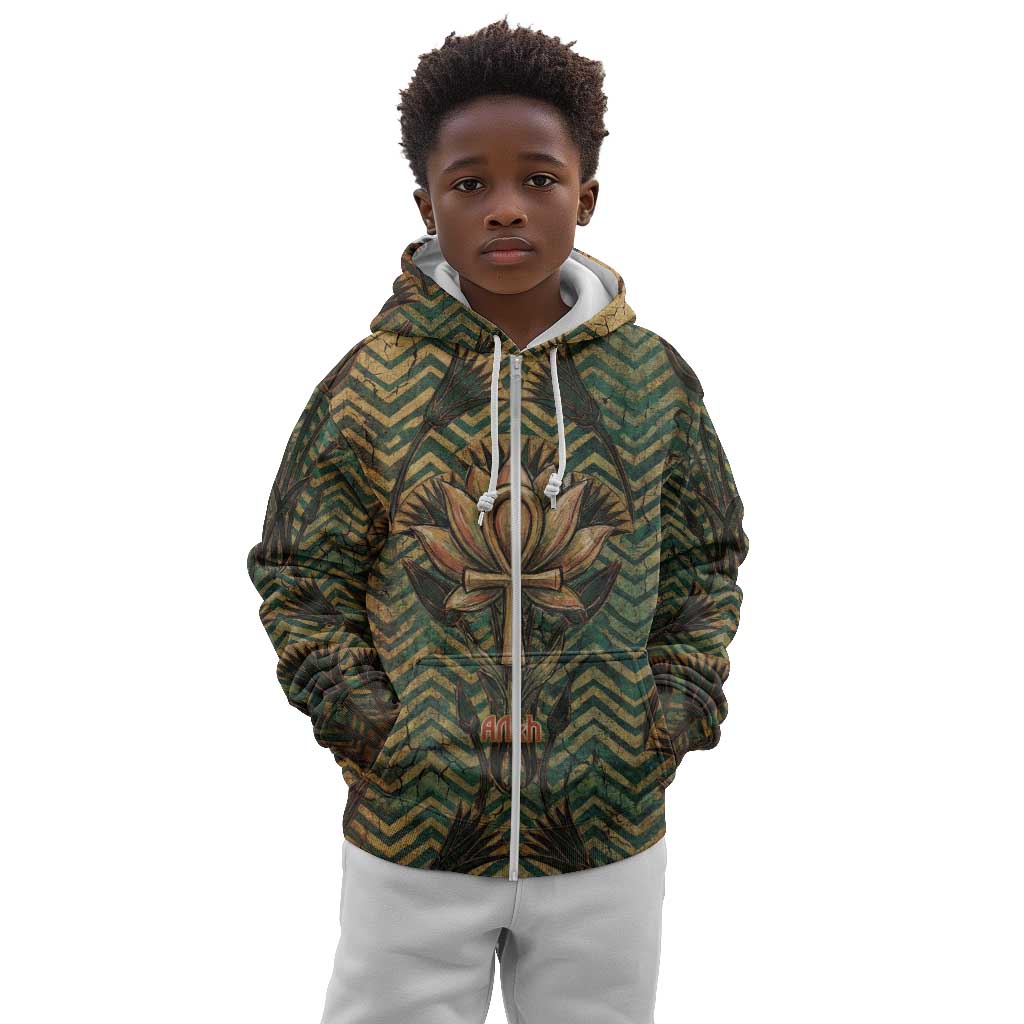 Khepri Kid Hoodie Ancient Egyptian Chevron, Scarab Ankh and Winged Khepri Guardian Motif - African Pride