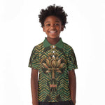 Khepri Kid Polo Shirt Ancient Egyptian Chevron, Scarab Ankh and Winged Khepri Guardian Motif - African Pride