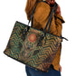 Khepri Leather Tote Bag Ancient Egyptian Chevron, Scarab Ankh and Winged Khepri Guardian Motif - African Pride