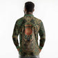 Khepri Long Sleeve Polo Shirt Ancient Egyptian Chevron, Scarab Ankh and Winged Khepri Guardian Motif - African Pride