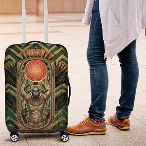 Khepri Luggage Cover Ancient Egyptian Chevron, Scarab Ankh and Winged Khepri Guardian Motif - African Pride