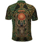 Khepri Polo Shirt Ancient Egyptian Chevron, Scarab Ankh and Winged Khepri Guardian Motif - African Pride