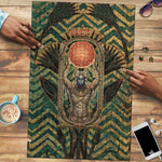 Khepri Puzzle Ancient Egyptian Chevron, Scarab Ankh and Winged Khepri Guardian Motif - African Pride