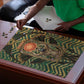 Khepri Puzzle Ancient Egyptian Chevron, Scarab Ankh and Winged Khepri Guardian Motif - African Pride