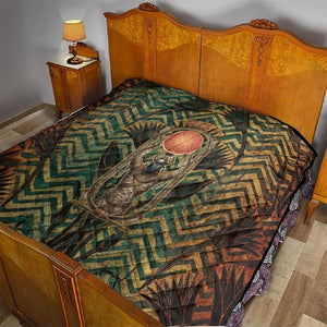 Khepri Quilt Ancient Egyptian Chevron, Scarab Ankh and Winged Khepri Guardian Motif - African Pride