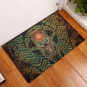 Khepri Rubber Doormat Ancient Egyptian Chevron, Scarab Ankh and Winged Khepri Guardian Motif - African Pride