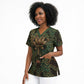 Khepri Scrub Top Ancient Egyptian Chevron, Scarab Ankh and Winged Khepri Guardian Motif - African Pride