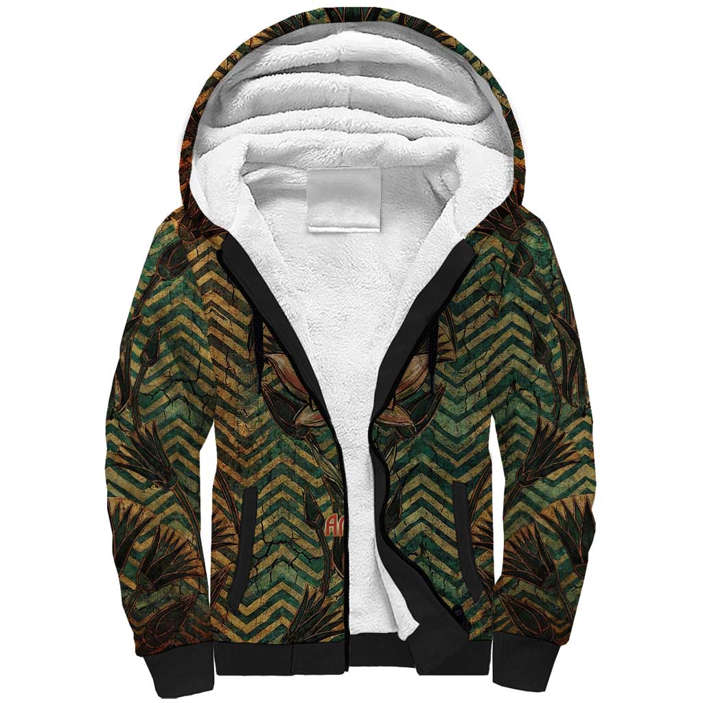 Khepri Sherpa Hoodie Ancient Egyptian Chevron, Scarab Ankh and Winged Khepri Guardian Motif - African Pride