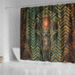 Khepri Shower Curtain Ancient Egyptian Chevron, Scarab Ankh and Winged Khepri Guardian Motif - African Pride