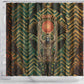 Khepri Shower Curtain Ancient Egyptian Chevron, Scarab Ankh and Winged Khepri Guardian Motif - African Pride