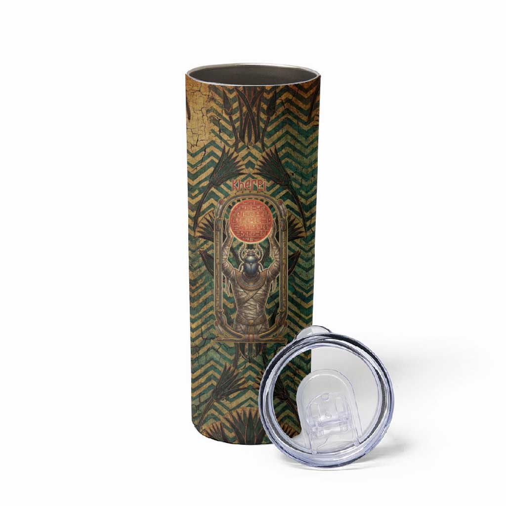 Khepri Skinny Tumbler Ancient Egyptian Chevron, Scarab Ankh and Winged Khepri Guardian Motif - African Pride