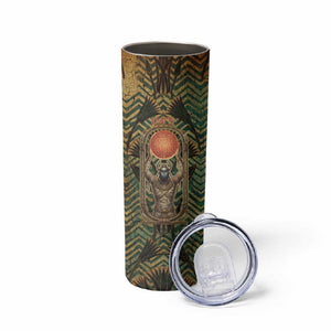 Khepri Skinny Tumbler Ancient Egyptian Chevron, Scarab Ankh and Winged Khepri Guardian Motif - African Pride