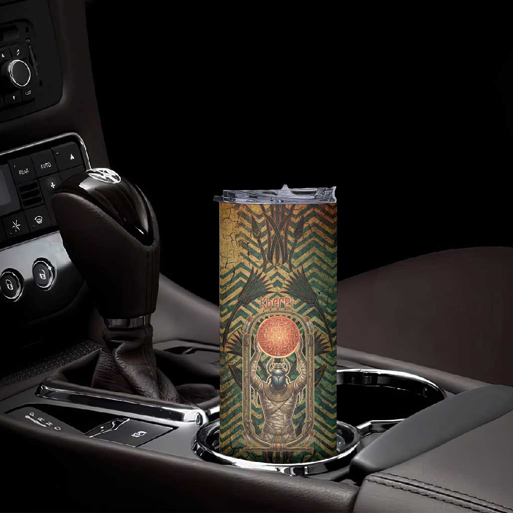 Khepri Skinny Tumbler Ancient Egyptian Chevron, Scarab Ankh and Winged Khepri Guardian Motif - African Pride