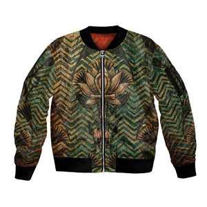 Khepri Sleeve Zip Bomber Jacket Ancient Egyptian Chevron, Scarab Ankh and Winged Khepri Guardian Motif - African Pride