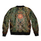 Khepri Sleeve Zip Bomber Jacket Ancient Egyptian Chevron, Scarab Ankh and Winged Khepri Guardian Motif - African Pride