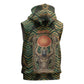 Khepri Sleeveless Hoodie Ancient Egyptian Chevron, Scarab Ankh and Winged Khepri Guardian Motif - African Pride
