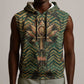 Khepri Sleeveless Hoodie Ancient Egyptian Chevron, Scarab Ankh and Winged Khepri Guardian Motif - African Pride