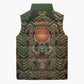 Khepri Sleeveless Puffer Jacket Ancient Egyptian Chevron, Scarab Ankh and Winged Khepri Guardian Motif - African Pride