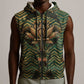 Khepri Sleeveless Zip Hoodie Ancient Egyptian Chevron, Scarab Ankh and Winged Khepri Guardian Motif - African Pride