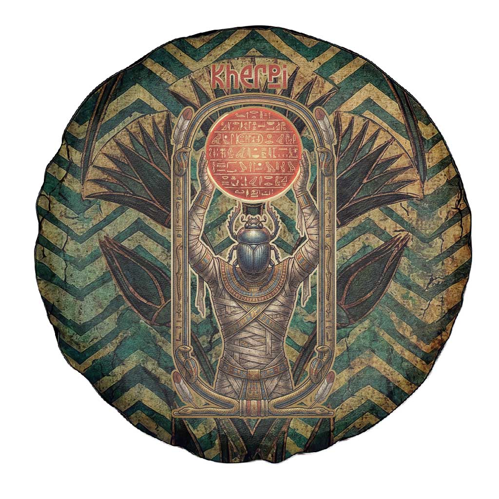 Khepri Spare Tire Cover Ancient Egyptian Chevron, Scarab Ankh and Winged Khepri Guardian Motif - African Pride