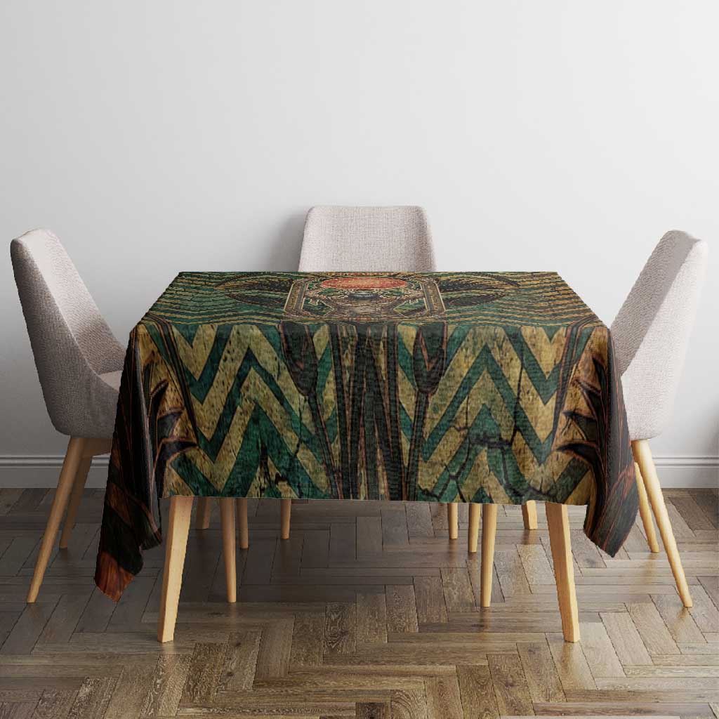 Khepri Tablecloth Ancient Egyptian Chevron, Scarab Ankh and Winged Khepri Guardian Motif - African Pride