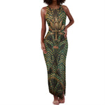 Khepri Tank Maxi Dress Ancient Egyptian Chevron, Scarab Ankh and Winged Khepri Guardian Motif - African Pride