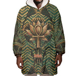 Khepri Wearable Blanket Hoodie Ancient Egyptian Chevron, Scarab Ankh and Winged Khepri Guardian Motif - African Pride
