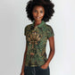 Khepri Women Polo Shirt Ancient Egyptian Chevron, Scarab Ankh and Winged Khepri Guardian Motif - African Pride