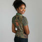 Khepri Women Polo Shirt Ancient Egyptian Chevron, Scarab Ankh and Winged Khepri Guardian Motif - African Pride