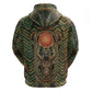 Khepri Zip Hoodie Ancient Egyptian Chevron, Scarab Ankh and Winged Khepri Guardian Motif - African Pride