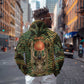 Khepri Zip Hoodie Ancient Egyptian Chevron, Scarab Ankh and Winged Khepri Guardian Motif - African Pride