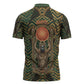 Khepri Zipper Polo Shirt Ancient Egyptian Chevron, Scarab Ankh and Winged Khepri Guardian Motif - African Pride